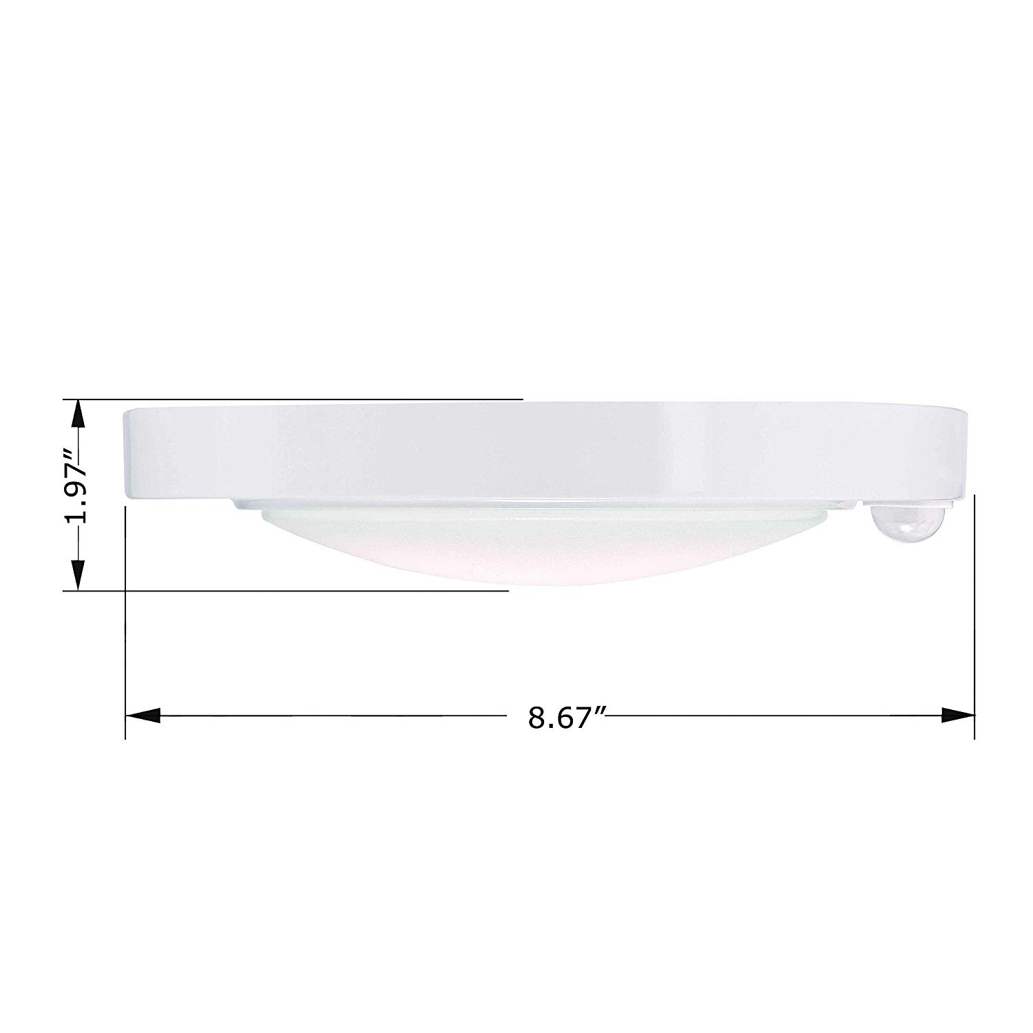 GRUENLICH LED Motion Sensor Flush Mount Ceiling Lighting Fixture, 8.7 Inch 11.5W 890 Lumen, Metal Housing with White Finish, ETL Rated, 2-Pack