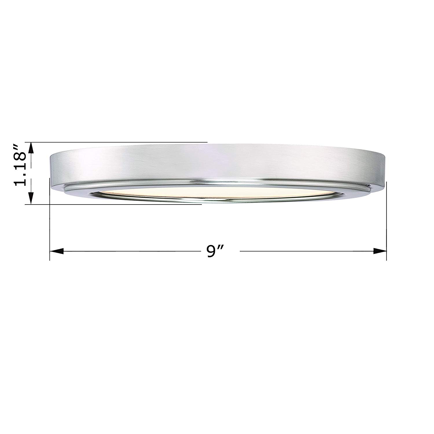 GRUENLICH LED Flush Mount Ceiling Light Fixture, 9 Inch Slim Edge Light, Dimmable 10.5W 620 Lumen, Metal Housing with Nickel Finish, ETL Rated, 2-Pack