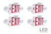 LIT-PaTH LED Combo Emergency EXIT Sign with 2 Adjustable Head Lights And Back Up Batteries- US Standard Red Letter Emergency Exit Lighting, UL 924 And CEC Qualified, 120-277 Voltage (4-Pack)