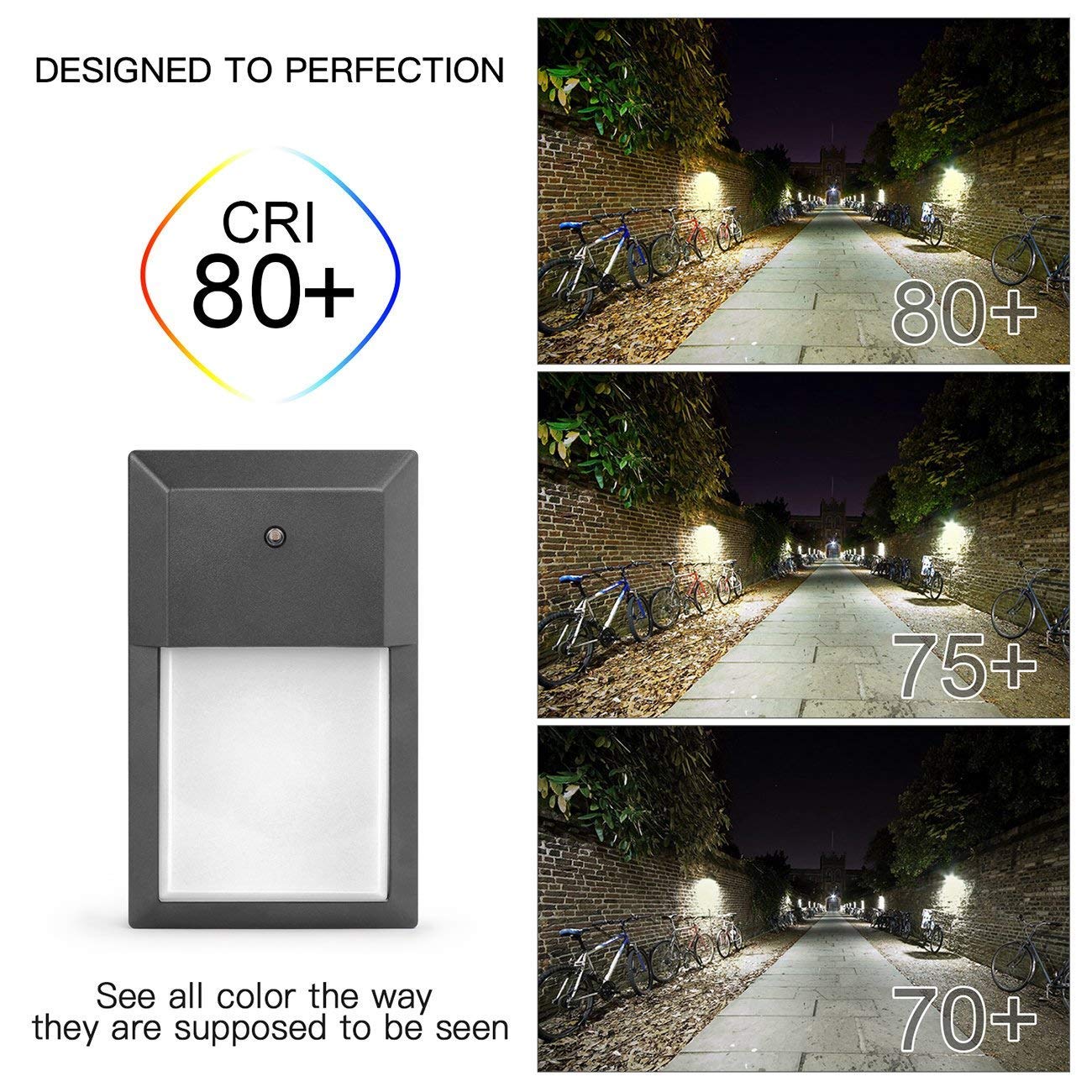LIT-PaTH Outdoor LED Wall Lantern, Wall Pack Wall Sconce as Porch Light, 12W Auto-on/off from Dusk to Dawn, 1000 Lumens, Aluminum Housing Plus PC, ETL and ES Qualified, 2-Pack