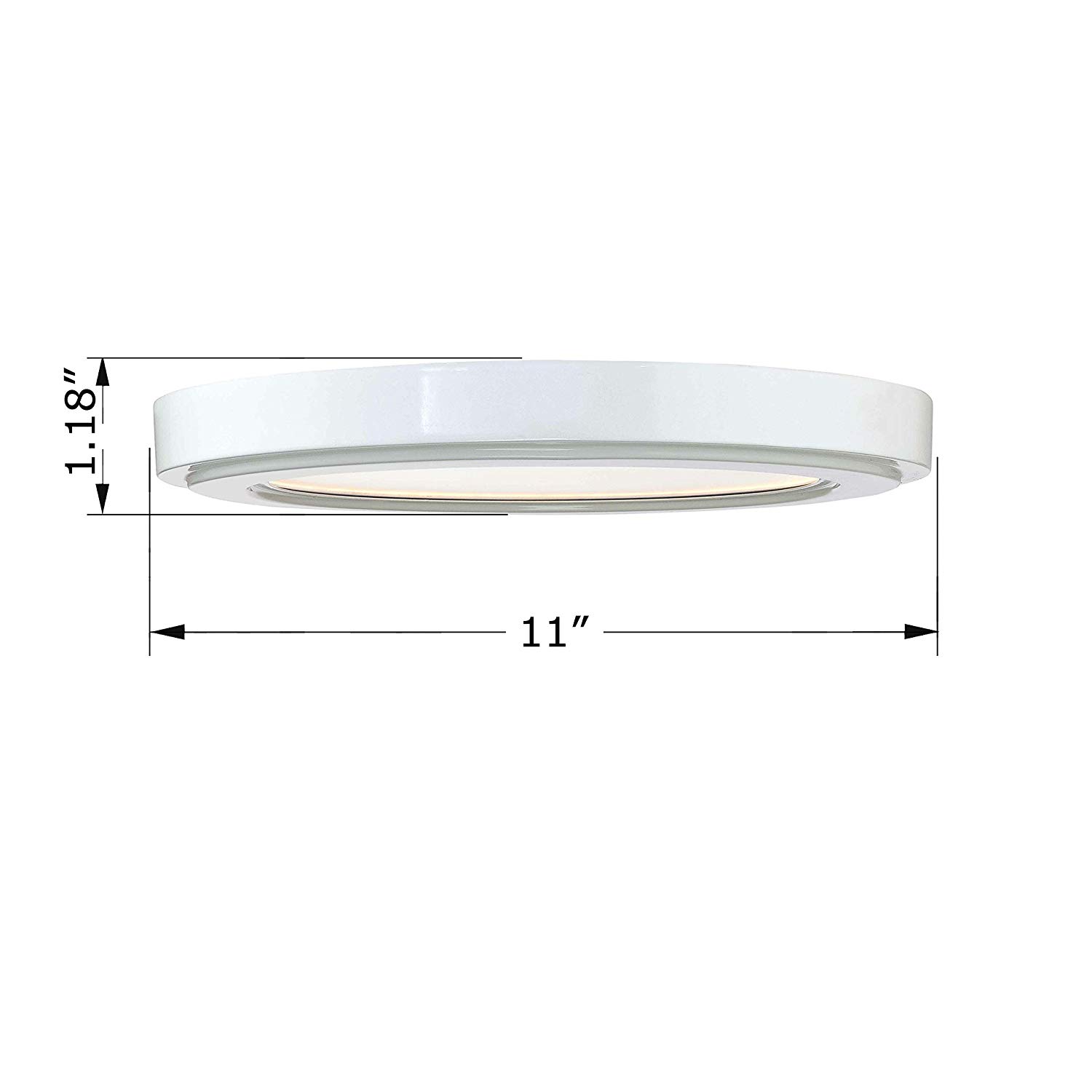 GRUENLICH LED Flush Mount Ceiling Light Fixture, 11 Inch Slim Edge Light, Dimmable 12.5W 830 Lumen, Metal Housing with White Finish, ETL Rated, 2-Pack