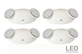 LIT-PaTH LED Emergency Exit Lighting Fixtures with 2 LED Bug Eye Heads And Back Up Batteries- US Standard Emergency Light, UL 924 And CEC Qualified, 120-277 Voltage (4-Pack)