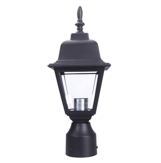 LIT-PaTH Outdoor Post Light Pole Lantern Lighting Fixture with One E26 Base Max 60W, Aluminum Housing Plus Clear Glass, Matte Black Finish