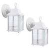 LIT-PaTH Small Outdoor LED Wall Lantern, Wall Sconce as Porch Light, 9.5W (75W Equivalent), 800 Lumen, Aluminum Housing Plus Glass, Matte White Finish, ETL and ES Qualified, 2-Pack