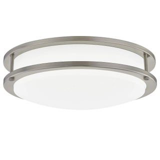 GRUENLICH LED Flush Mount Ceiling Lighting Fixture, 13 Inch Dimmable 22W (150W Replacement) 1370 Lumen, Metal Housing with Nickel Finish, ETL and Damp Location Rated 