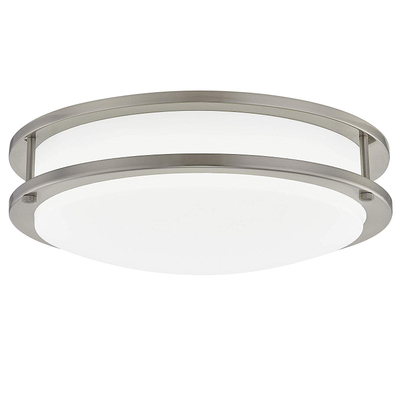 GRUENLICH LED Flush Mount Ceiling Lighting Fixture, 13 Inch Dimmable 22W (150W Replacement) 1370 Lumen, Metal Housing with Nickel Finish, ETL and Damp Location Rated 
