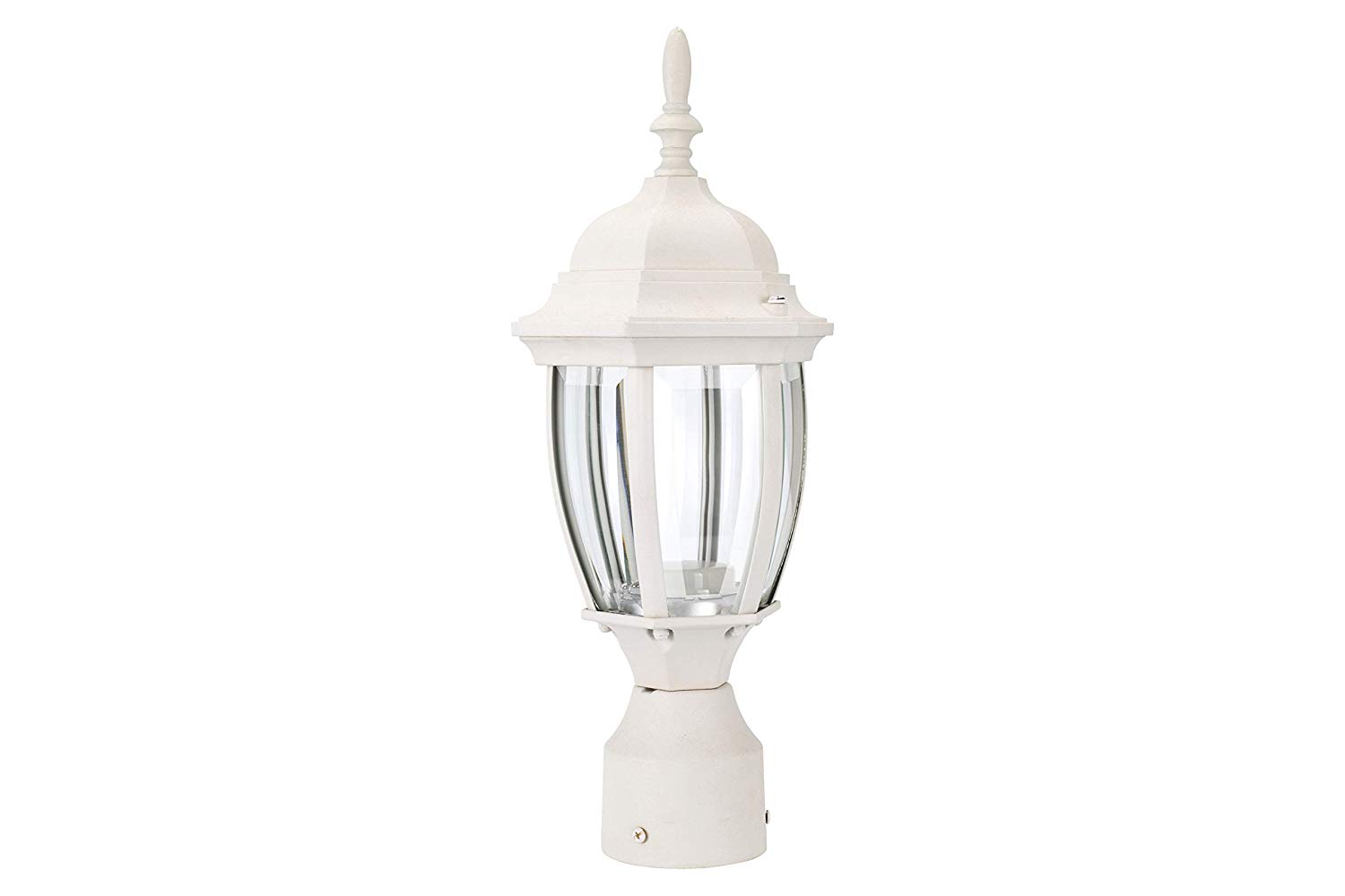 LIT-PaTH LED Outdoor Post Light Pole Lantern Lighting Fixture, 9.5W 800 Lumens, 5000K Daylight White, Aluminum Housing Plus Glass, Matte White Finish
