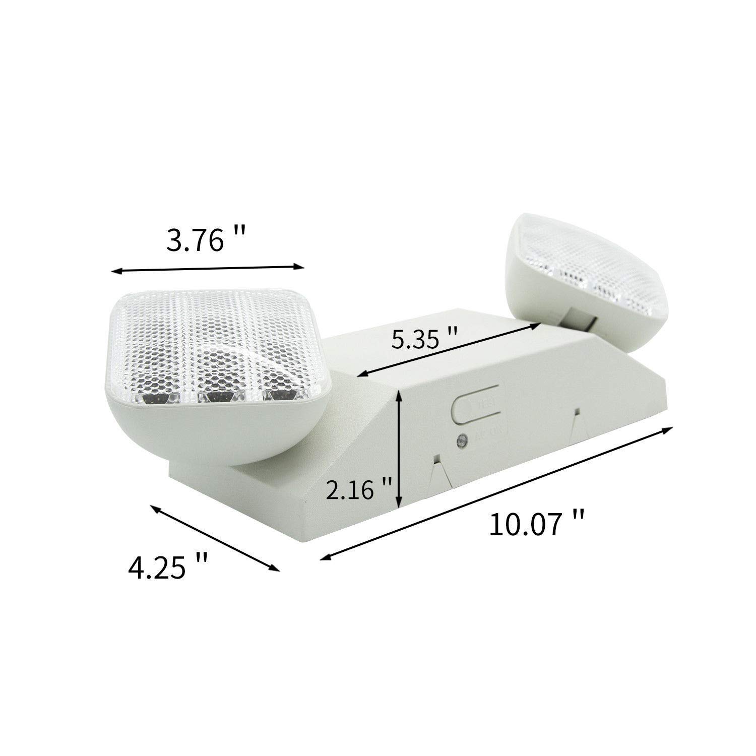 GRUENLICH LED Emergency Exit Lighting Fixtures with 2 LED Heads and Back Up Batteries- US Standard Emergency Light, UL 924 Qualified, 120-277 Voltage (2-Pack)