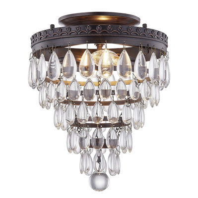 Gruenlich Crystal Ceiling Light, K9 Crystal Flush Mount with 2 Light E12 Base, Metal Housing with Oil Rubbed Bronze Finish (Bulb not Included)