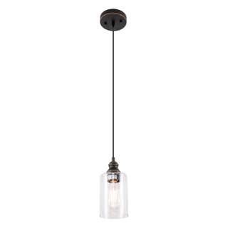 Gruenlich Pendant Lighting Fixture for Kitchen and Dining Room, Hanging Lighting Fixture, E26 Medium Base, Metal Construction with Clear Glass, Bulb not Included (1-Pack Bronze)
