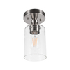 Gruenlich Semi Flush Mount Ceiling Light Fixture for Outdoor and Indoor, E26 Medium Base, Metal Housing Plus Clear Glass, Bulb not Included, 1-Pack (Nickel Finish)
