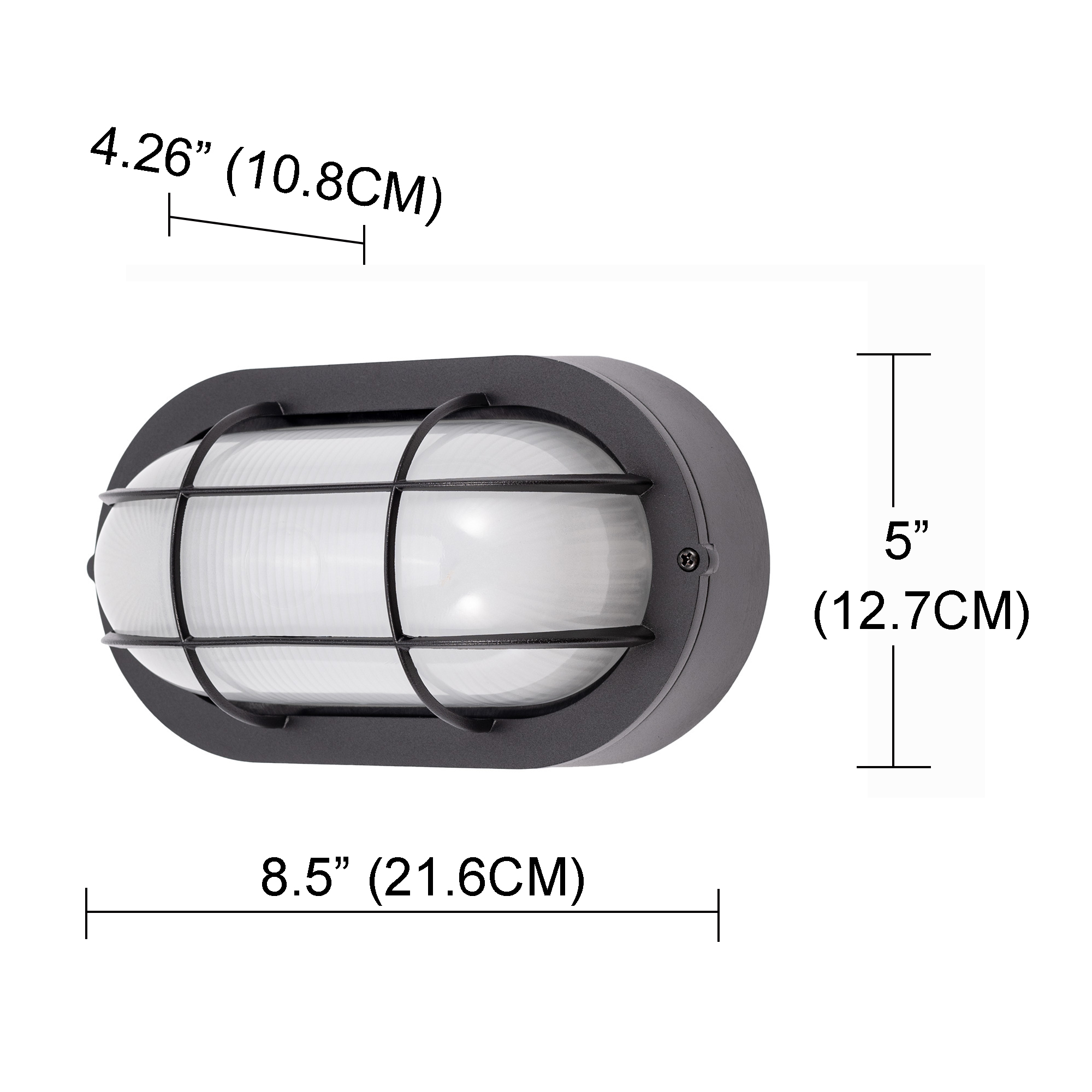 Gruenlich LED Bulkhead Light Worked as Wall Lantern Wall Sconce or Flush Mount Ceiling Light, 6W Replace 60W, 520 Lumen, Dimmable 5000K Daylight White, Water-Proof for Outdoor, 1-Pack