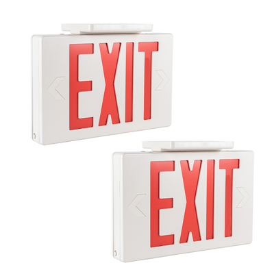 Gruenlich LED Emergency EXIT Sign with Double Face and Back Up Batteries- US Standard Red Letter Exit Lighting, UL 924 Qualified, 120-277 Voltage (2-Pack)
